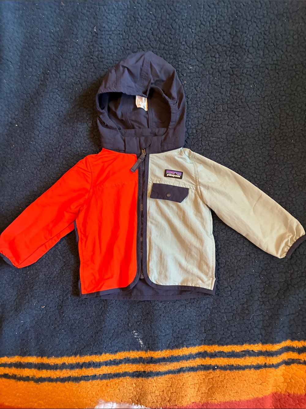 Patagonia Kids Hooded Colorblock Jacket - Red & Navy